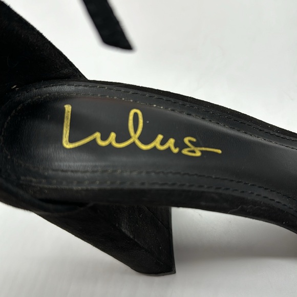 Lulu's Black Block Heel Suede Heels Special Occasion Prom Evening BHE6882A - Picture 7 of 8